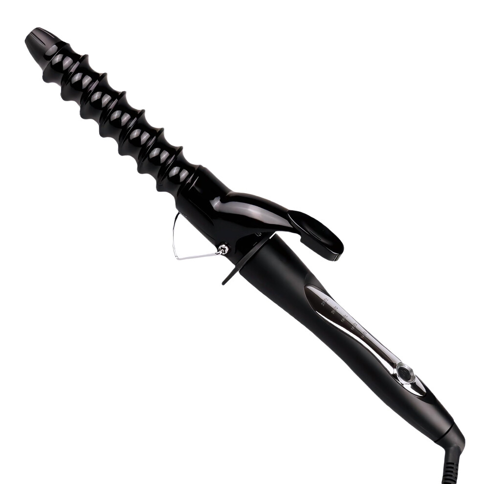 Silver 32Mm Ceramic Curling Wand With Adjustable Temp, Spiral Barrel For Tight To Loose Waves