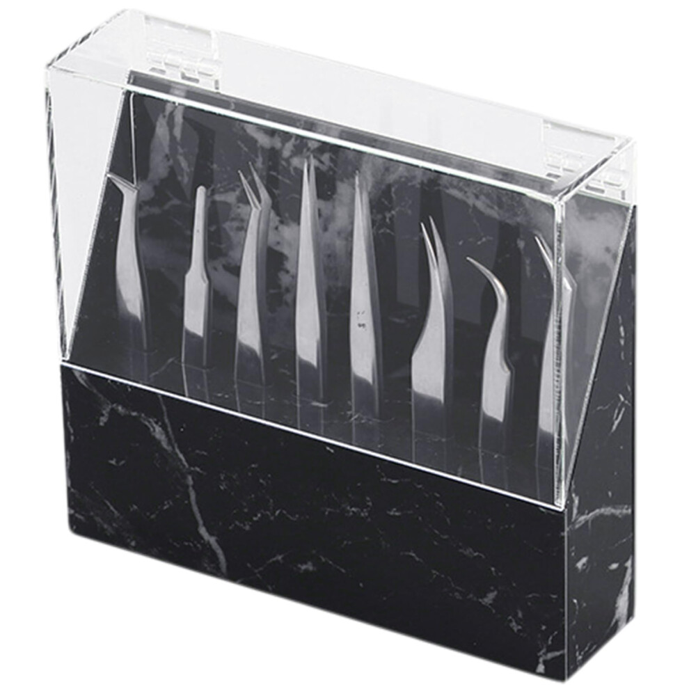 DustProof Acrylic Eyelash Tweezer Holder with 8 Holes, Lightweight Stand for Extensions