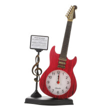 Vintage Guitar Shaped Tabletop Clock Retro Musical Instrument Desk Decor for Bedroom and Office