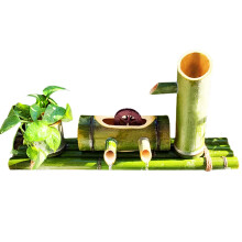 Outdoor Bamboo Fountain with Pump, Handmade Japanese Garden Water Feature 30cm for Indoor Ponds