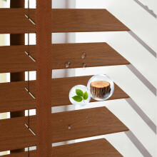 Cordless Wooden Blinds for Indoor Windows, Custom Size Adjustable Light Control Venetian Shades Walnut