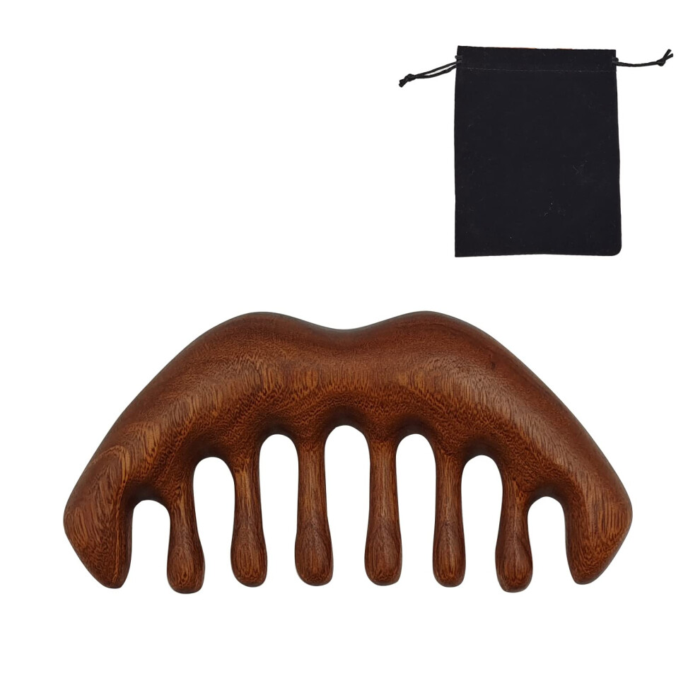 Unisex Green Wooden Hair Comb Sandalwood Wide Tooth Detangling Comb Antistatic Handcrafted For Scalp Massage Gift Box (Large)