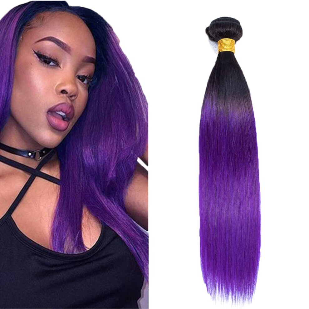 22 Inch Brazilian Human Hair Bundles 1B Purple Ombre Straight Virgin Hair Weave 8A Grade