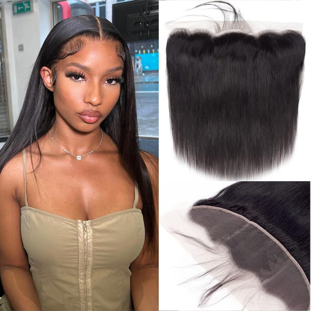 22 Inch Brazilian Straight Human Hair 13x4 HD Lace Frontal Closure Ear to Ear 150% Density Natural Hairline
