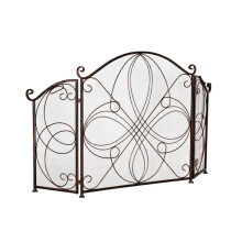 Antique Bronze Wrought Iron 2Panel Fireplace Screen with Rustic Finish for Living Room Decor