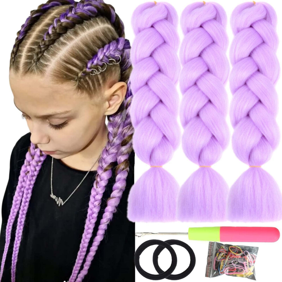 Unisex Purple Lilyka Show 24 Inch Light Jumbo Braiding Hair, Ombre Extensions 3 Packs, HeatâResistant, Tangleâ For Twist And Crochet Styles