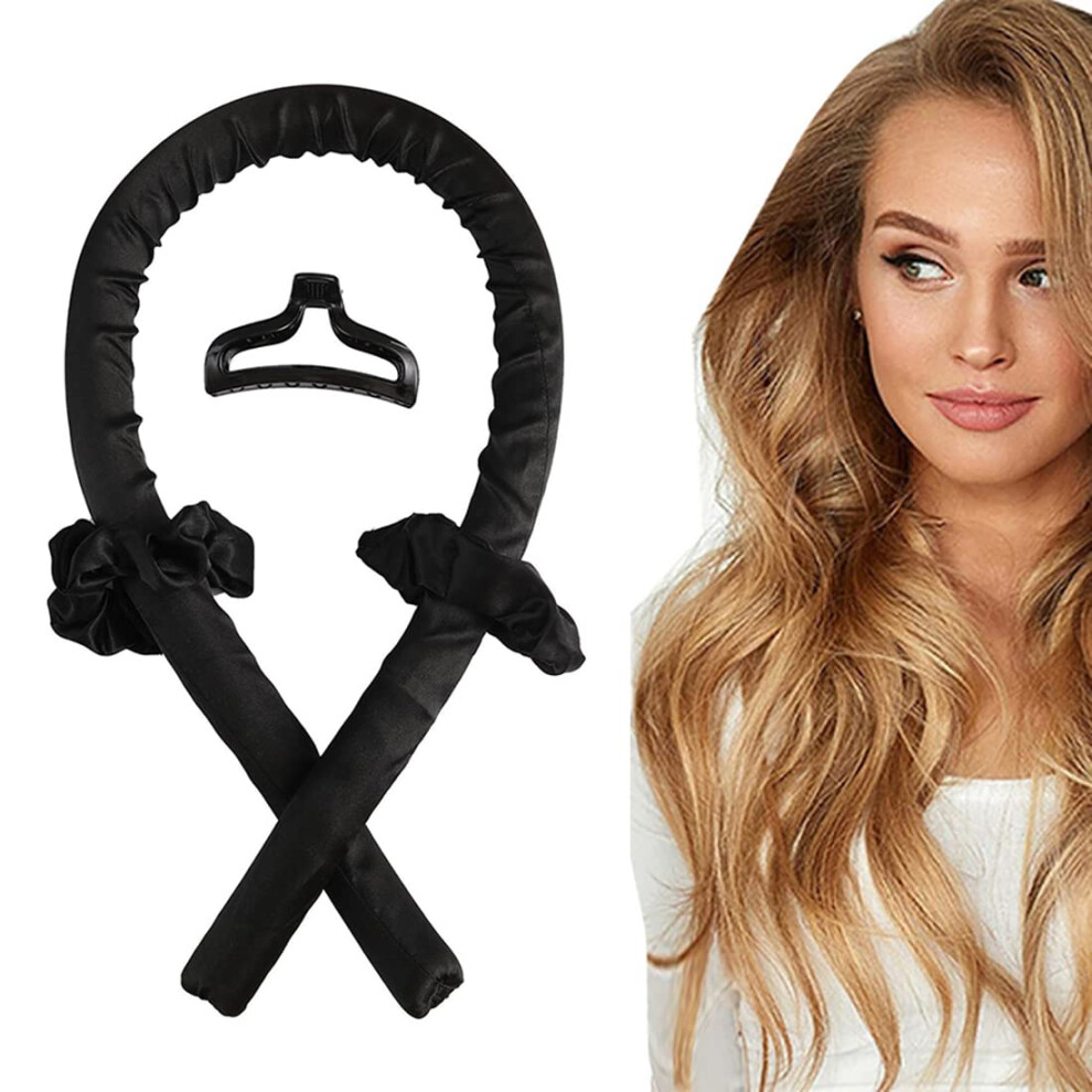 Heatless Hair Curlers for Long Hair Silk Curling Rod Headband with Claw Clip Overnight Styling