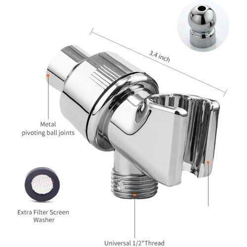 Adjustable Shower Head Holder 2PCS Black Shower Arm Mount Bracket with Smooth Angle Adjustment 1