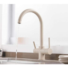 Black Kitchen Faucet with Drinking Water Filter, Mixer Tap for Sink, Nickel Beige Finish