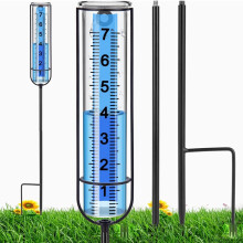 Rustproof Metal Outdoor Rain Gauge with Large Numbers and Adjustable Height for Garden Lawn Ref: 4570