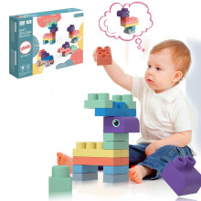 Baby Sensory Building Blocks Soft Rubber Montessori Teething Bath Toys for Infants and Toddlers