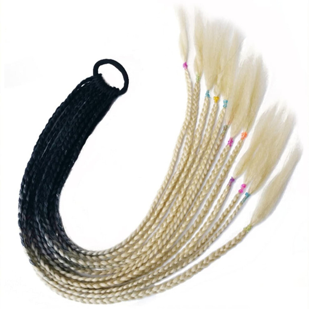 Unisex Braided Ponytail Hair Extension With Rainbow Synthetic Braid For Women Girls Party Cosplay 2Pcs