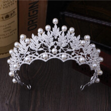 Crystal Pearl Bridal Tiara with Rhinestones, Lightweight Wedding Crown for Bride and Princess Styles