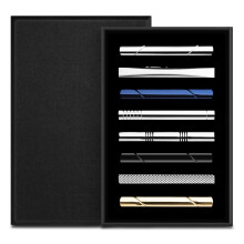 8 PCS Tie Clips for Men Set Gold Silver Black Blue Tie Bars Secure Spring Clip Wedding Business Gift Box
