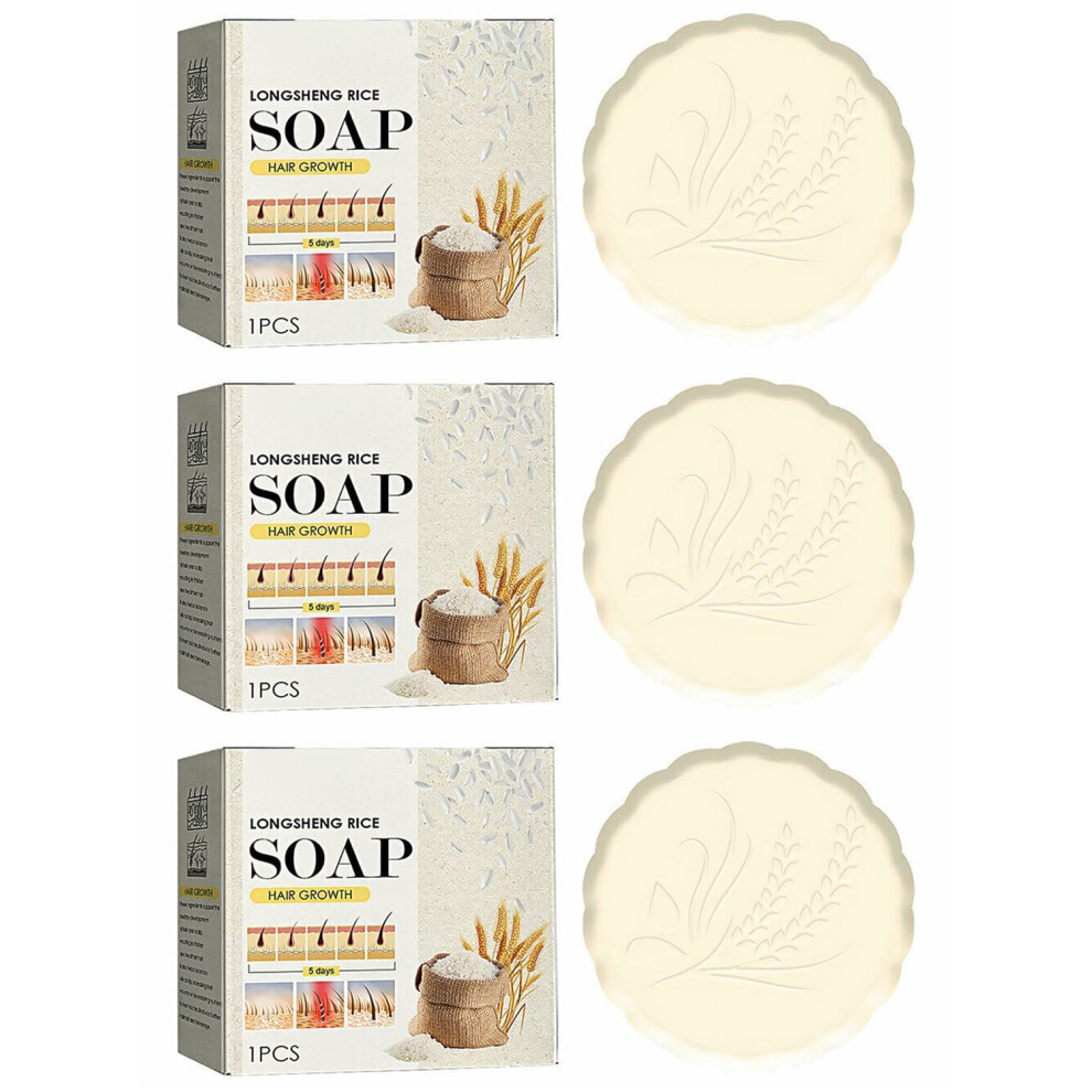 Rice Water Shampoo Bar for Hair Growth, Nourishing Oil Control Soap for Women and Men, 3pcs