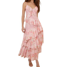(L, Multicolor) Robe nuisette fleurie coupe trapèze.
