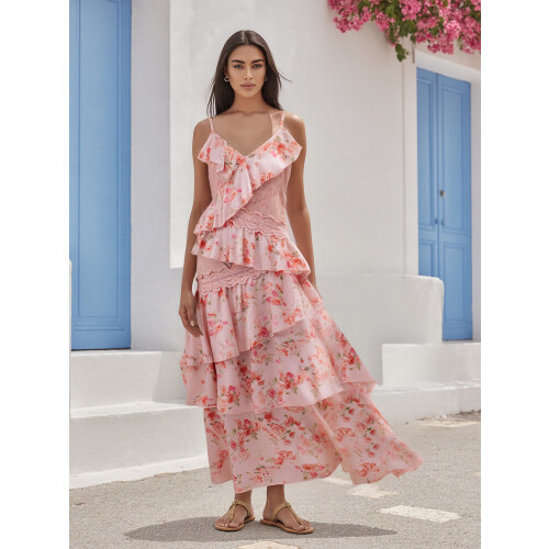 (M, Multicolor) Robe nuisette fleurie coupe trapèze. 1