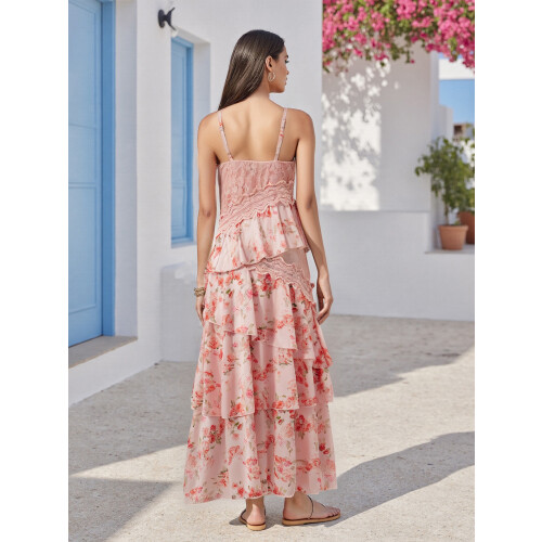 (L, Multicolor) Robe nuisette fleurie coupe trapèze. 2