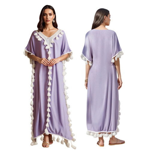 (One Size, Light Purple) Dámské dlouhé šaty na pláž. 2