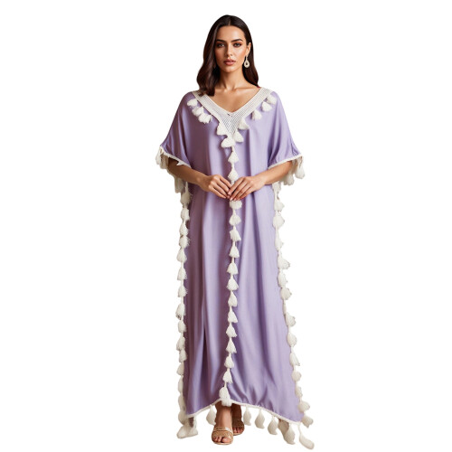(One Size, Light Purple) Dámské dlouhé šaty na pláž. 1