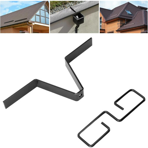 Rain Chain Gutter Adapter Clip, Iron VShaped Hook for Outdoor Water Flow Management, Black 2