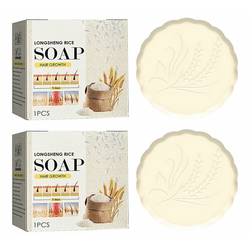 Rice Shampoo Bar with Rice Water for Hair Growth, Anti Hair Loss Care, Nourish Dry Damaged Hair, 2PC