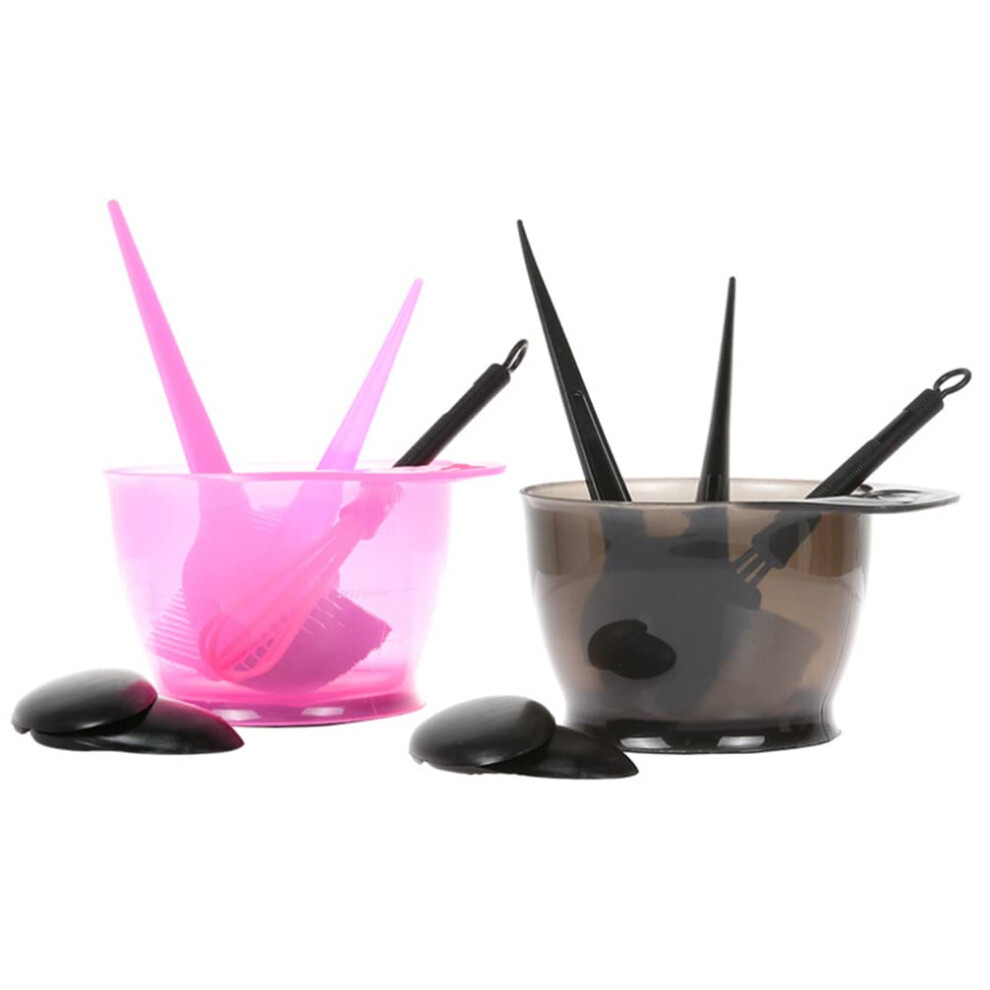 Pink Hair Dye Kit With Bowl Brush Comb Earmuffs Whisk For Home And Salon Hair Coloring