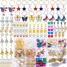 158PCS Hair Braid Accessories Set Gold and Silver Cuffs Rings Butterfly Snake Charms for Women Girls