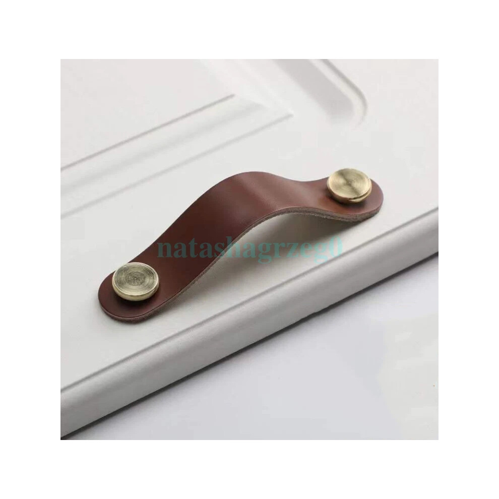 4Pcs Leather Pull Handle Door Cupboard Drawer Desk Cabinet Dresser Knob Hot 4069369325274