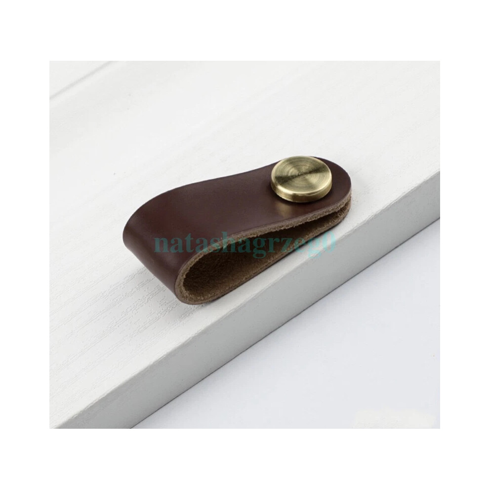 New 4Pcs Leather Pull Handle Door Cupboard Drawer Desk Cabinet Dresser Knob 4069369325168