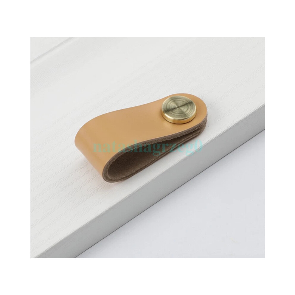 Photos - Other for Repair  Leather Pull Handle Door Cupboard Drawer Desk Cabinet Dresser Knob HOT 4pcs(Single hole Yellow)