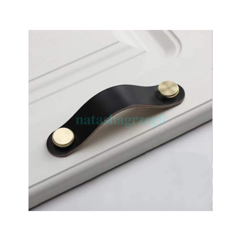 Leather Pull Handle Door Cupboard Drawer Desk Cabinet Dresser Knob Hot 4Pcs 4069369325700