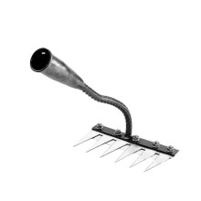 Heavy Duty 6Teeth Steel Garden Rake and Hand Weeder Tool with Ergonomic Grip for Lawn Care