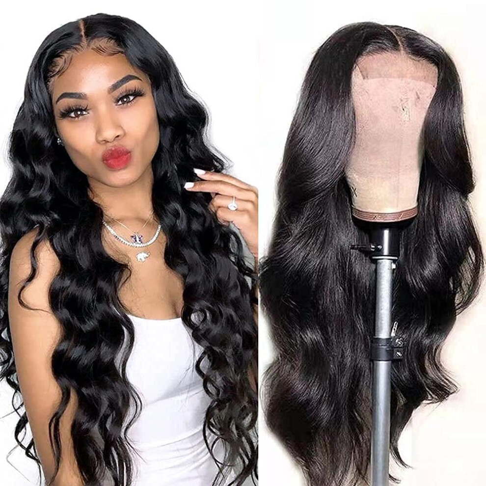 Unisex Human Hair Lace Front Wig Body Wave 4X4 Hd Lace Pre Plucked 150% Density Glueless Virgin Hair