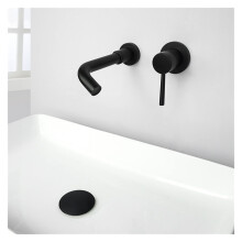 Solid Brass Wall Mounted Bathroom Basin Faucet 360 Swivel Spout Single Handle Hot Cold Mixer Tap