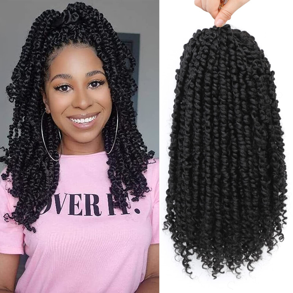 Unisex 16 Inch Passion Twist Crochet Hair Extensions, 8 Packs Prelooped Lightweight Braiding Hair