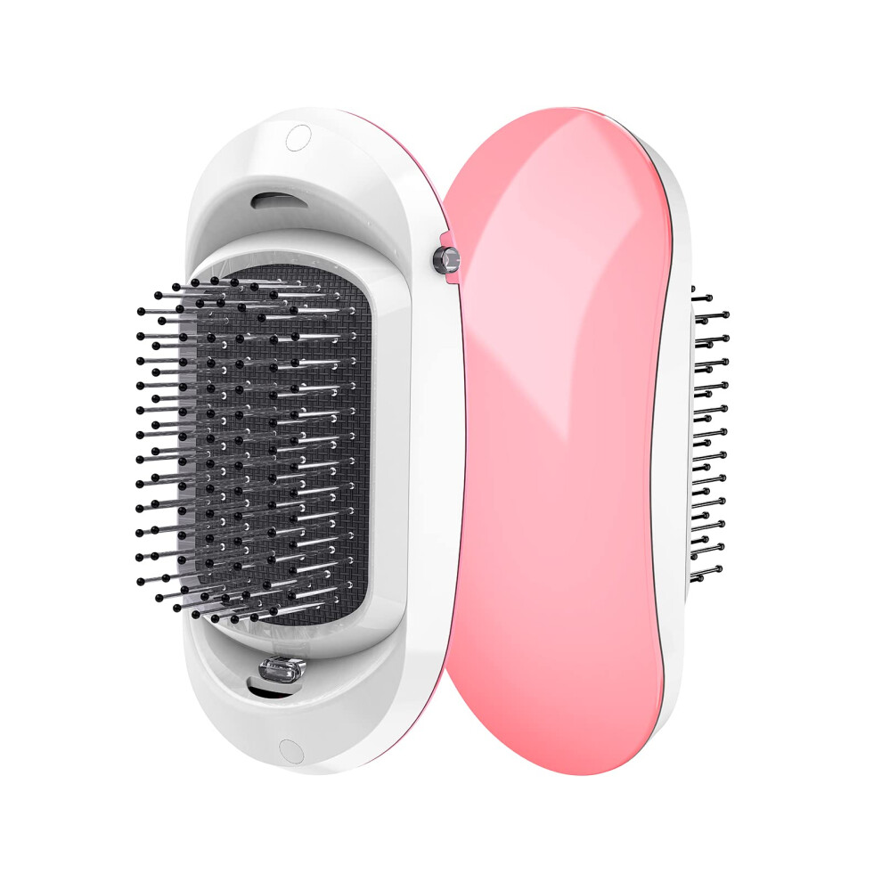 Pink Ionic Hair Brush Antifrizz Electric Comb With Negative Ion Scalp Massage For Travel