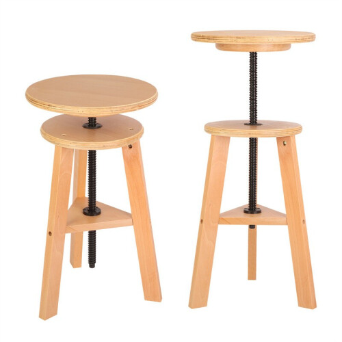 Adjustable Wooden Painting Stool Height Artist Drafting Stool Bar Kitchen Stool. 1