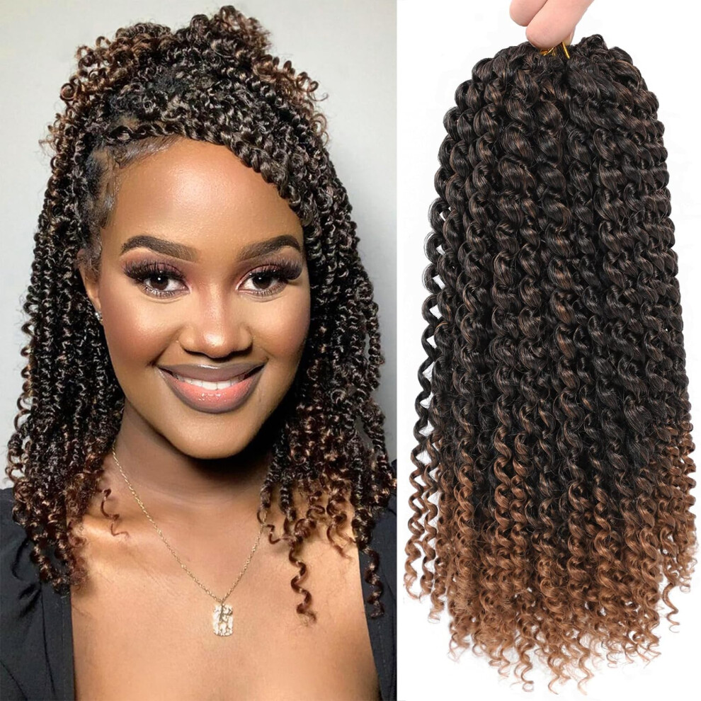 Unisex 14 Inch Ombre T30 Passion Twist Crochet Hair 8 Packs Bohemian Water Wave Braiding Extensions
