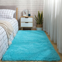 Large Soft Shag Rug 200x100cm Blue for Living Room Bedroom Nursery, NonSlip Washable Plush Carpet