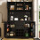 Black Tall Kitchen Cabinet with Wine Rack& Drawers 3