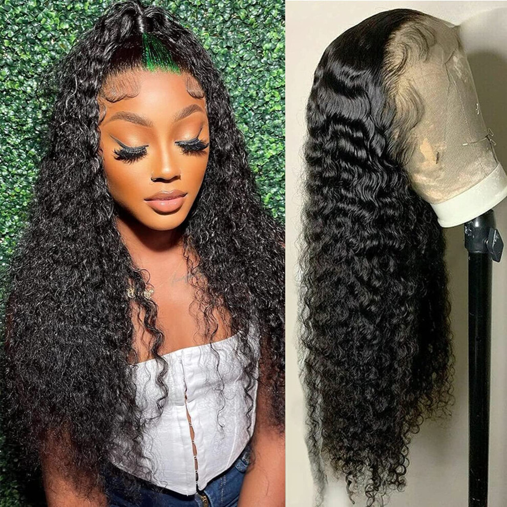Unisex Lace Front Wig Human Hair Deep Wave 13X6 Hd Transparent Pre Plucked Glueless Brazilian Wig
