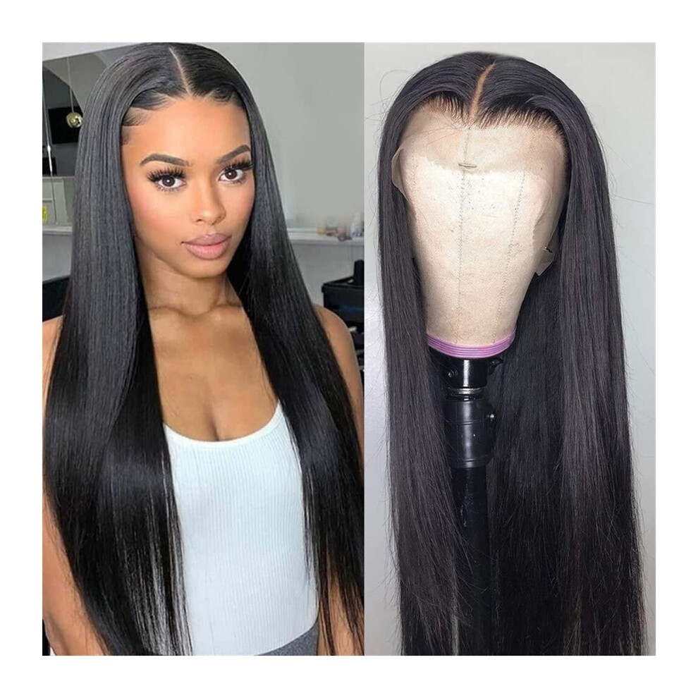 Brazilian Human Hair Lace Front Wig 13x4 Straight HD Transparent Lace 180 Density Natural Hairline
