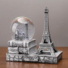 Snow Globe Music Box with Luminous Crystal Ball for Home Decor and Holiday Gift (Silver)