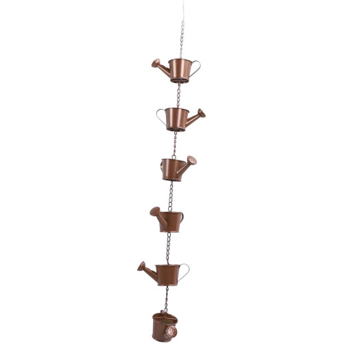 Rain Chain Rustproof Iron with Decorative Watering Cans for Gutter Downspout and Garden Yard 1