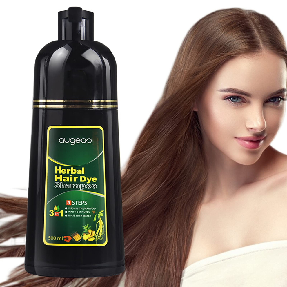Brown Chestnut Hair Dye Shampoo Ammonia 3 In 1 Colors Conditions Softens 500Ml