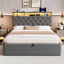 5ft King Upholstered Hydraulic Bed