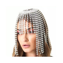 Rhinestone Headpiece with Sparkling Crystal Tassels for Bridal Wedding or Belly Dance Wear