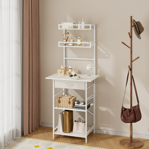 Living And Home 4-Tier Open Shelves Dressing Table with Drawer