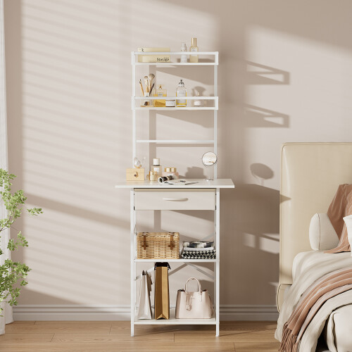Living And Home 4-Tier Open Shelves Dressing Table with Drawer 1